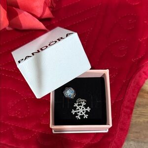 Pandora Silver and Blue Snowflake charms